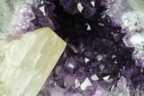 Wide, Purple Amethyst Geode With Calcite - Uruguay #123831-1